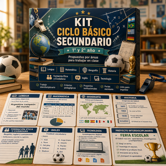 🏫 Kit Ciclo Básico Secundario — Actividades Mundialistas por Áreas para 1° y 2° Año